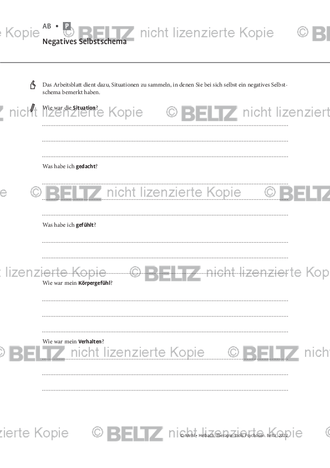 Psychosen Negatives Selbstschema Psychotherapie Tools