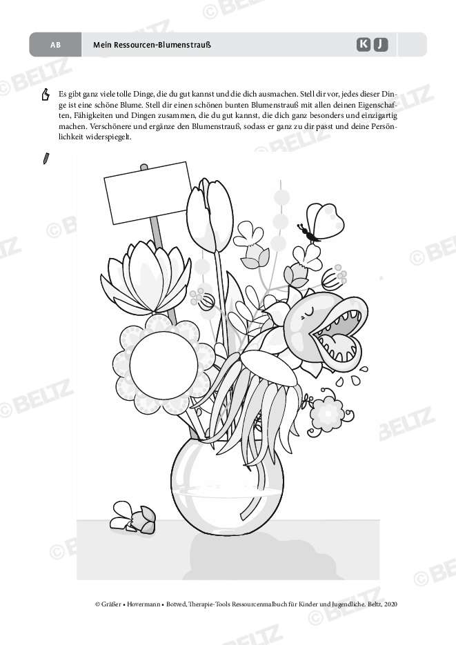 Ressourcenmalbuch Mein Ressourcen Blumenstrauß psychotherapie tools