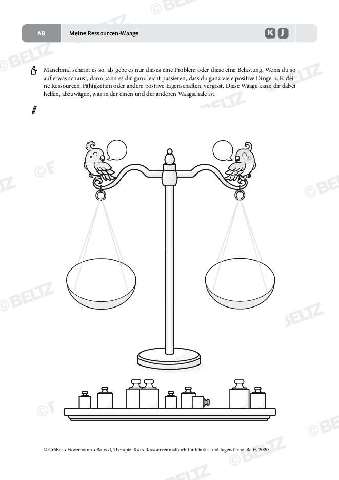 Ressourcenmalbuch Meine Ressourcen Waage Psychotherapie Tools