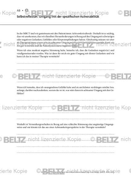 MBCT: Selbstreflexion: Umgang mit der spezifischen Vulnerabilität