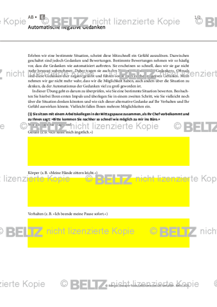 Selbstverletzendes Verhalten: Automatische negative Gedanken