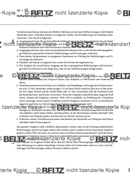 Verhaltensexperimente bei Zwangserkrankungen