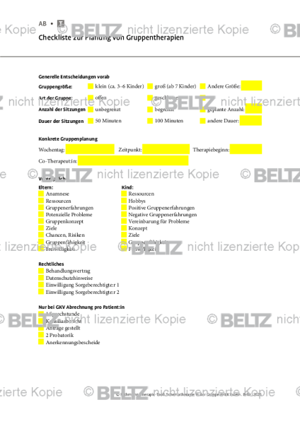 Schematherapie in Gruppe: Checkliste zur Planung von Gruppentherapien
