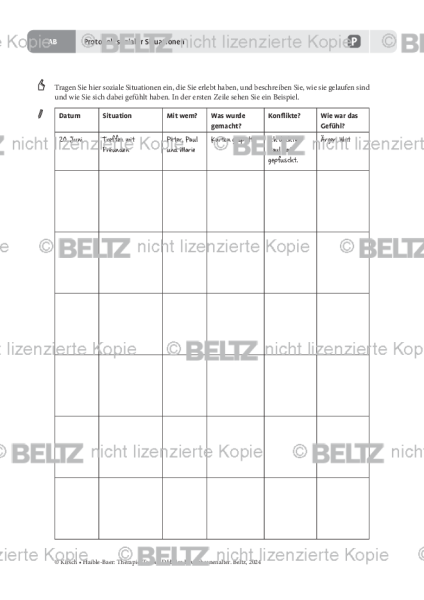 Protokoll sozialer Situationen für Erwachsene mit ADHS