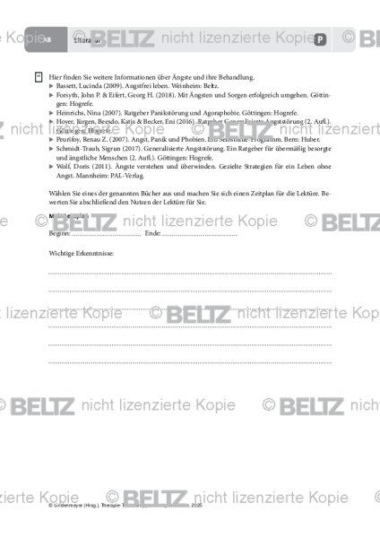 Gruppentherapie: Literatur zum Thema »Angststörungen«