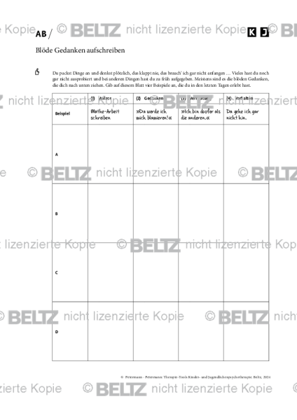 Kinder- und Jugendlichenpsychotherapie: Blöde Gedanken aufschreiben