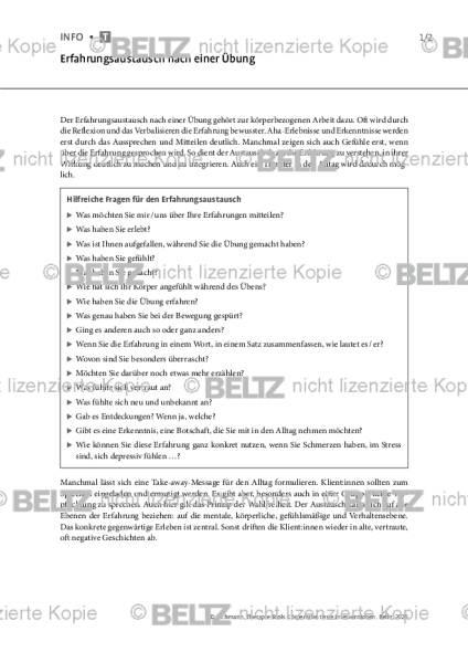 Körperorientierte Interventionen: Erfahrungsaustausch nach einer Übung