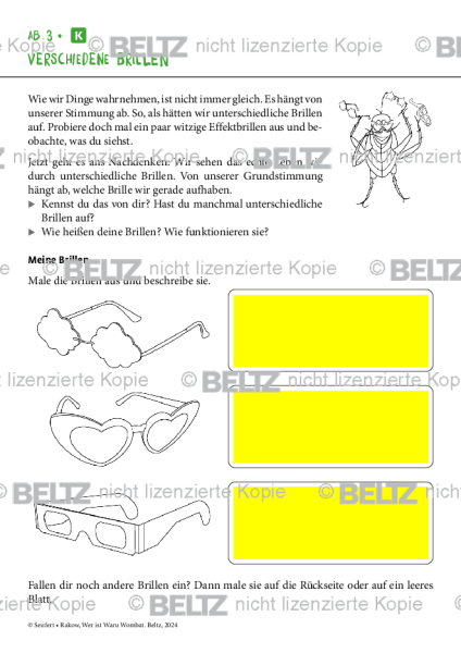 Waru Wombat: Verschiedene Brillen