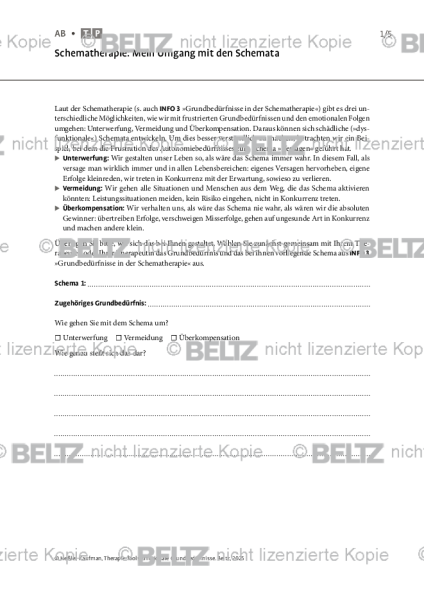 Emotionale Grundbedürfnisse: Schematherapie: Mein Umgang mit den Schemata