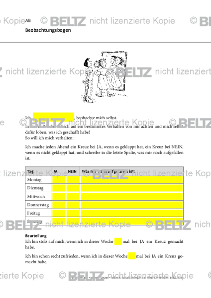 Sozialtraining: Beobachtungsbogen