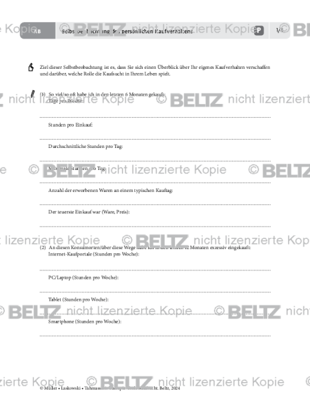 Kaufsucht: Selbstbeobachtung des persönlichen Kaufverhaltens