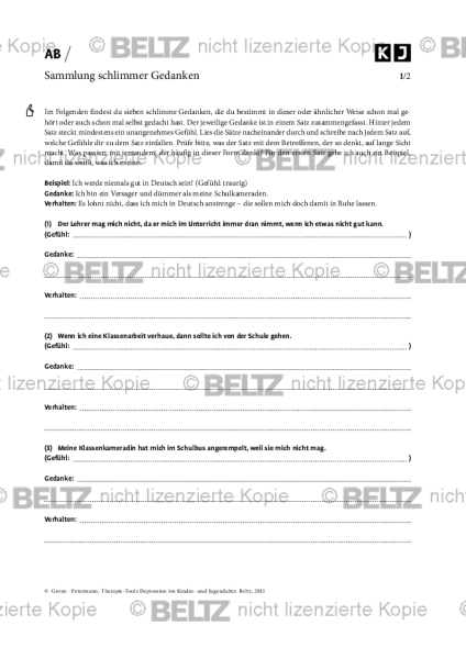 Depression: Sammlung schlimmer Gedanken
