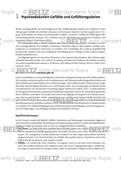 Emotionsregulation (K/J): Einleitung – Psychoedukation Gefühle und Gefühlsregulation