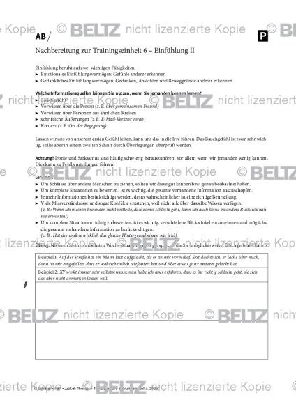MKT-Bipolar: Nachbereitung zur Einheit 6 – Einfühlung II