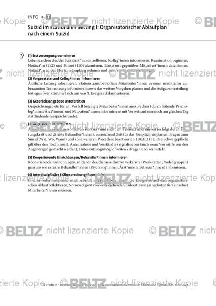 Ablaufplan nach einem Suizid im stationären Setting I