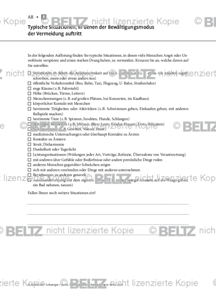 Schematherapie: Typische Situationen, in denen der Bewältigungsmodus der Vermeidung auftritt