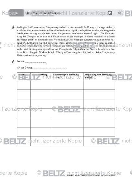 Schlafstörungen: Entspannungsübung: Protokoll
