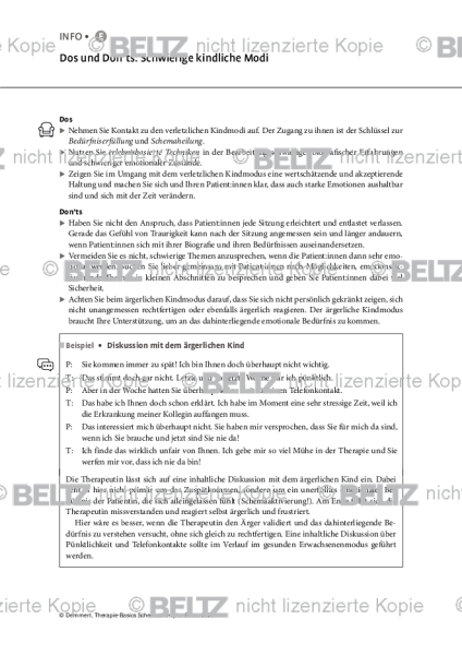 Schematherapie: Dos und Don’ts: Schwierige kindliche Modi