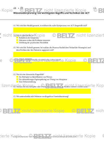 Wissensüberprüfung: Die wichtigsten Begriffe und Techniken der ACT