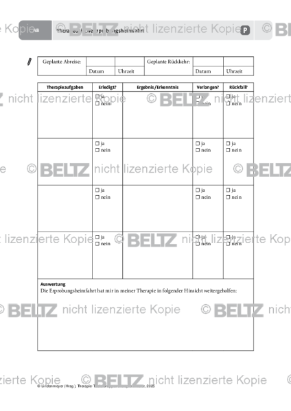 Gruppentherapie: Therapeutische Erprobungsheimfahrt