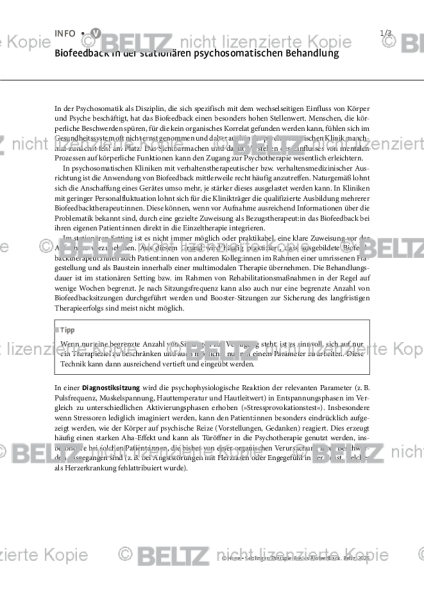 Biofeedback: Biofeedback in der stationären psychosomatischen Behandlung