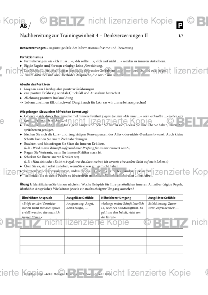 MKT-Bipolar: Nachbereitung zur Einheit 4 – Denkverzerrungen II