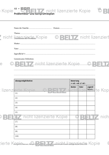 Suizidalität bei Kindern und Jugendlichen: Problemlöse- und Kompromissplan