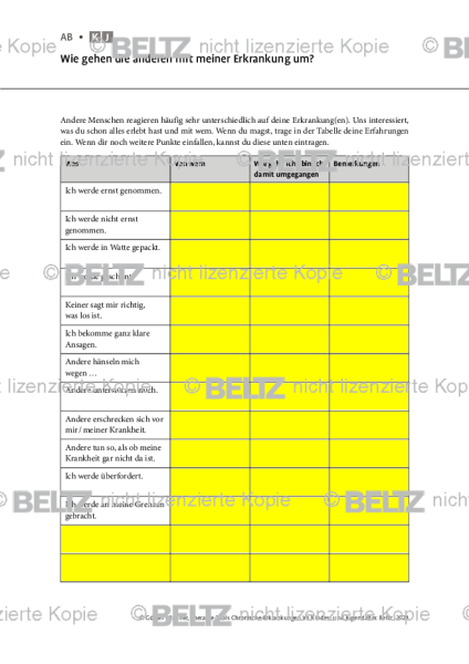 Chronische Erkrankungen: Wie gehen die anderen mit meiner Erkrankung um?