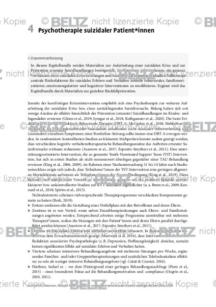 Suizidalität bei Kindern und Jugendlichen: Einleitung Psychotherapie