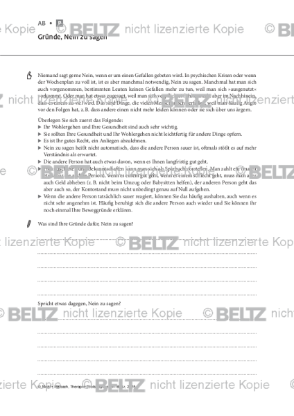 Psychosen: Gründe, Nein zu sagen