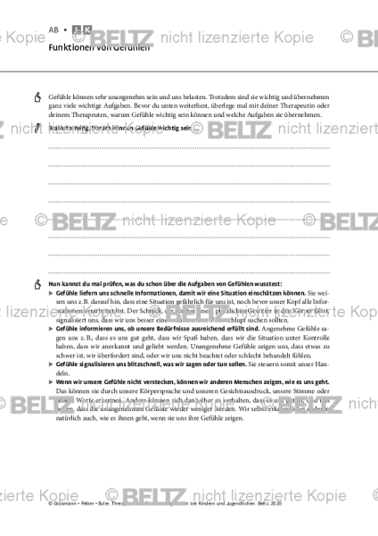 Emotionsregulation (K/J): Funktionen von Gefühlen