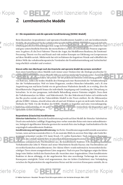 Störungsmodelle: Einleitung Lerntheoretische Modelle