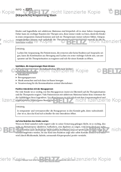 Selektiver Mutismus: (Körperliche) Anspannung lösen
