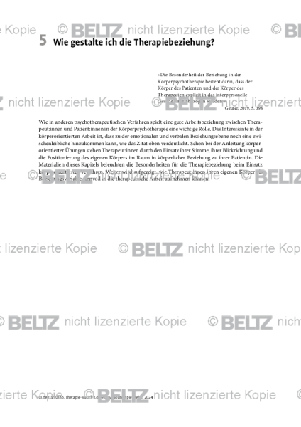 Körperpsychotherapie: Einleitung Wie gestalte ich die Therapiebeziehung?