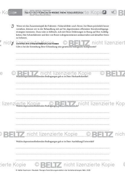 Störungsmodelle: Das Vulnerabilitäts-Stress-Modell: meine Vulnerabilitäten