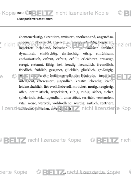 Kognitive Therapie: Liste positiver Emotionen