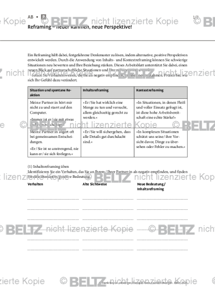 Paarbeziehungen: Reframing – neuer Rahmen, neue Perspektive!