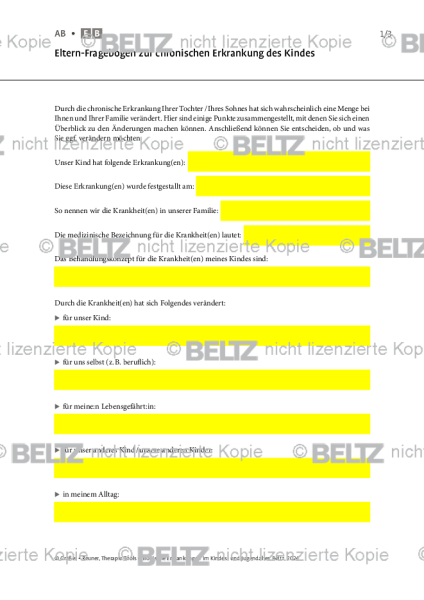 Chronische Erkrankungen: Eltern-Fragebogen zur chronischen Erkrankung des Kindes