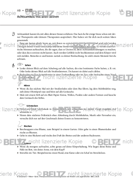 Emotionsregulation (K/J): Achtsamkeit mit allen Sinnen