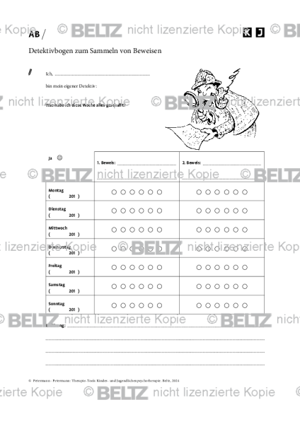 Kinder- und Jugendlichenpsychotherapie: Detektivbogen zum Sammeln von Beweisen