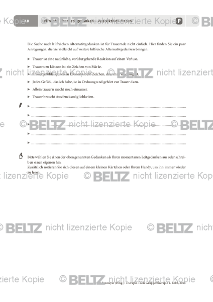 Gruppentherapie: Hilfreiche Alternativgedanken – Perspektiven finden