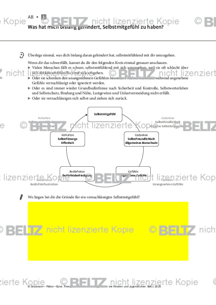 Emotionsregulation (K/J): Was hat mich bislang gehindert, Selbstmitgefühl zu haben?