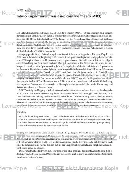 MBCT: Entwicklung der Mindfulness-Based Cognitive Therapy (MBCT)