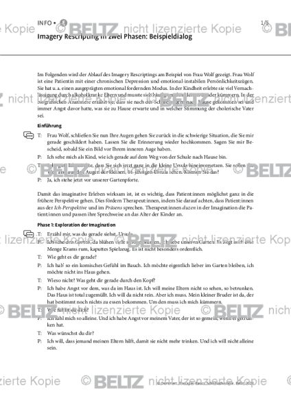 Schematherapie: Imagery Rescripting in zwei Phasen: Beispieldialog