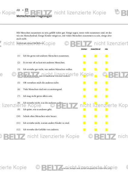 Soziale Kompetenz für Kinder: Menschenbad-Fragebogen
