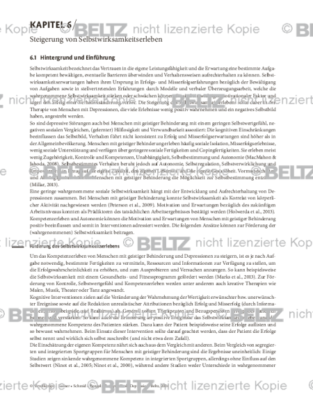 Depression und geistige Behinderung: Einleitung Steigerung von Selbstwirksamkeitserleben