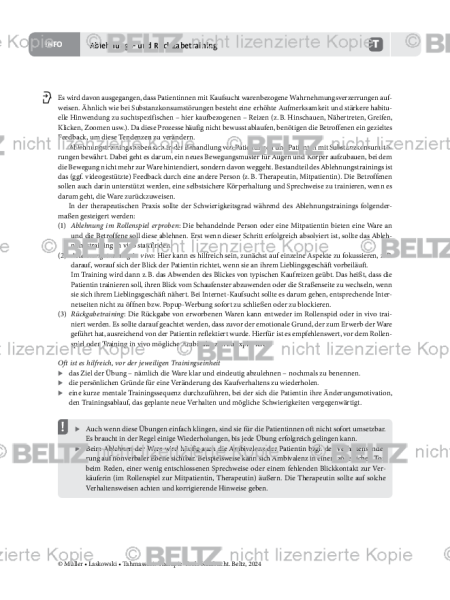 Kaufsucht: Ablehnungs- und Rückgabetraining – Informationen für Therapeutinnen