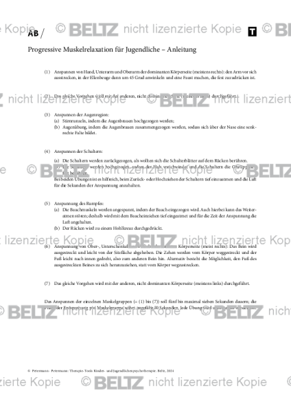 Kinder- und Jugendlichenpsychotherapie: Progressive Muskelrelaxation für Jugendliche