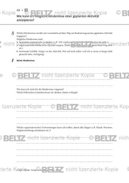 Psychosen: Wie kann ich mögliche Hindernisse einer geplanten Aktivität antizipieren?