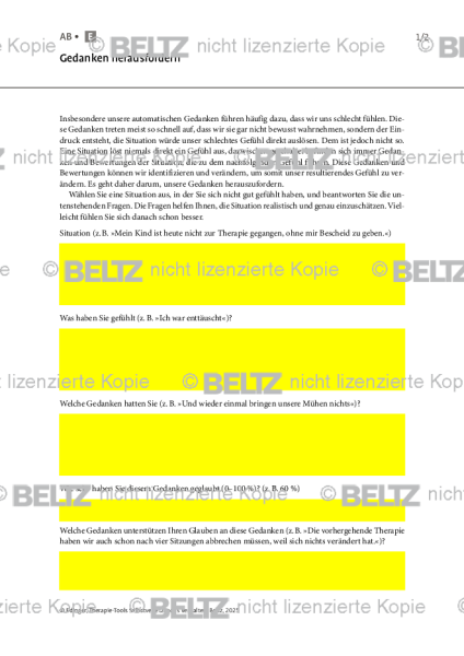 Selbstverletzendes Verhalten: Gedanken herausfordern